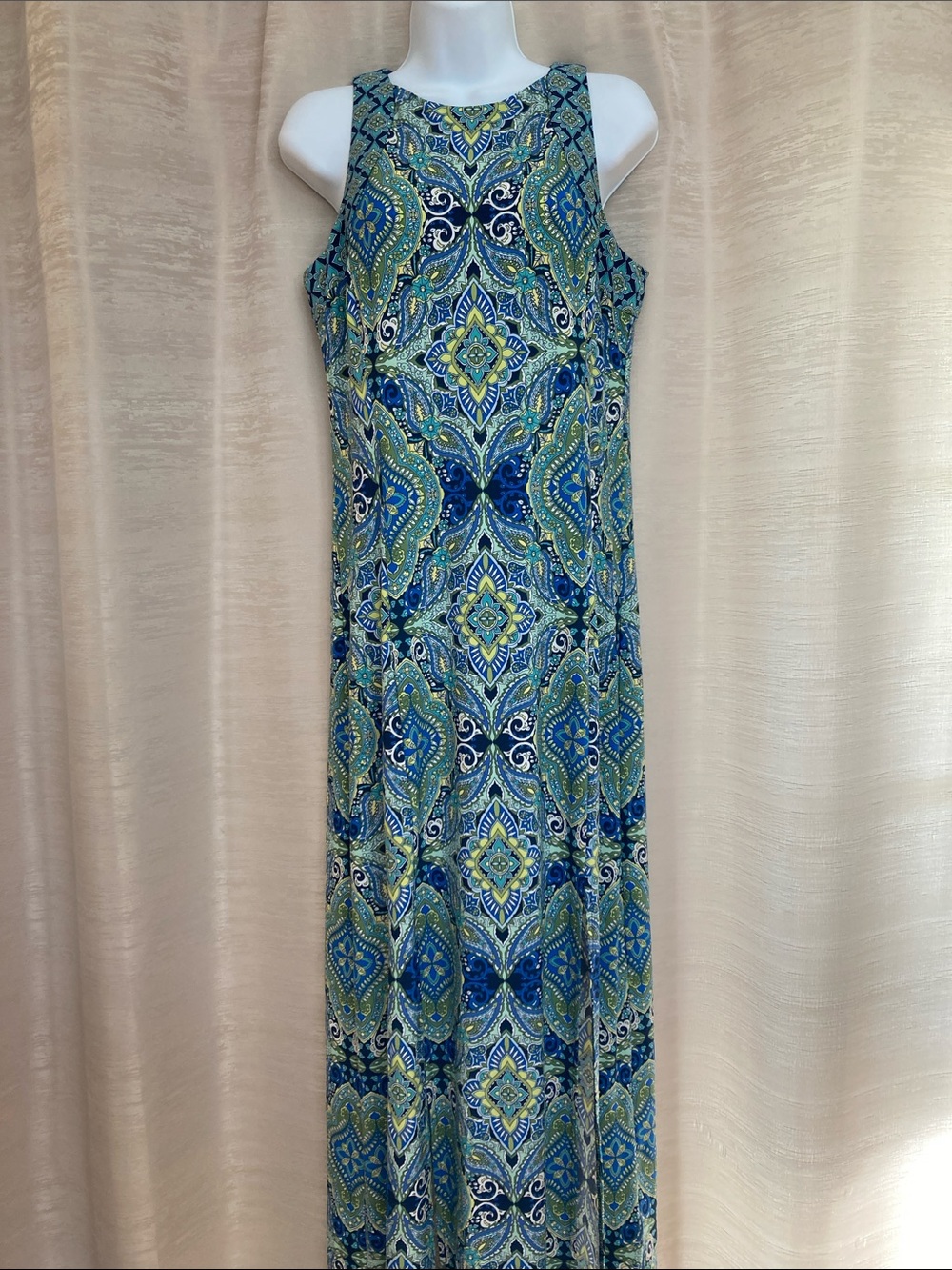 London Times Multi-colored Geometric Paisley Maxi Dress size 10
